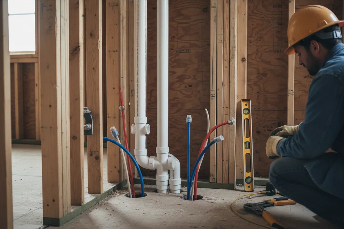 Drain and supply rough-in during Sump Pump Repair in Culleoka